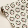 Holly Name Wreath Personalized Gift Wrap — main illustrative mockup