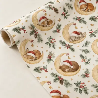 First Christmas Moon Personalized Gift Wrap — main illustrative mockup