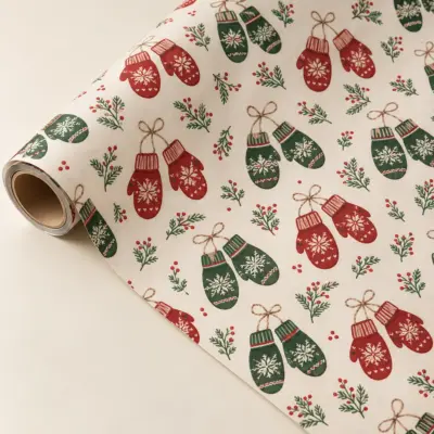 Two Mittens Together Personalized Gift Wrap — main illustrative mockup