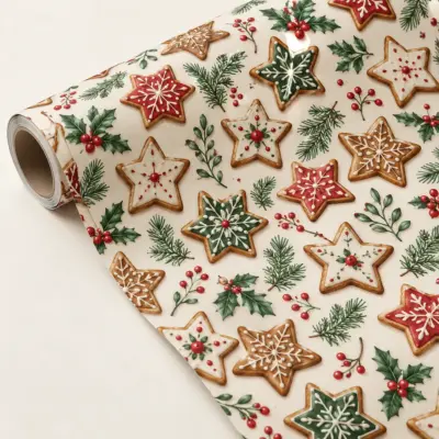 Grandma Cookie Star Personalized Gift Wrap — main illustrative mockup