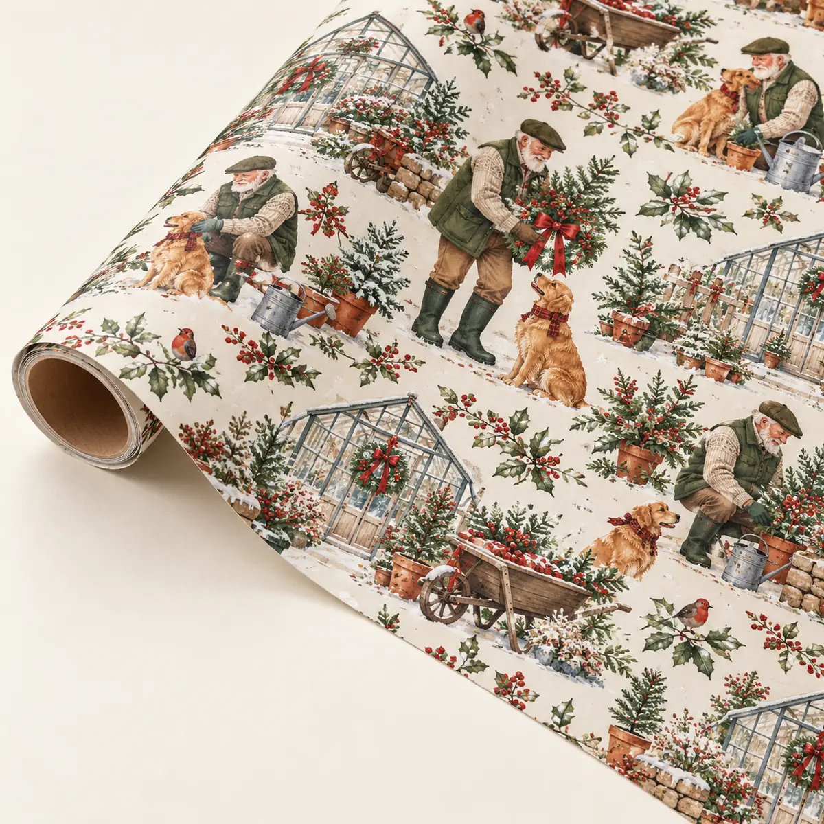 Grandpa Winter Garden Personalized Gift Wrap — main illustrative mockup