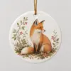 Woodland Fox Name Personalized Round Ornament — main illustrative mockup