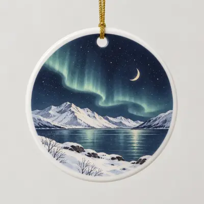 Polar Night Personalized Ceramic Ornament — main illustrative mockup