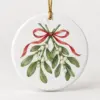 Mistletoe Two Names Personalized Round Ornament — main illustrative mockup