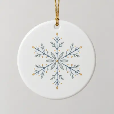 Little Snowflake Name Personalized Round Ornament — main illustrative mockup