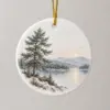 Quiet Memorial Pine Personalized Round Ornament — main illustrative mockup